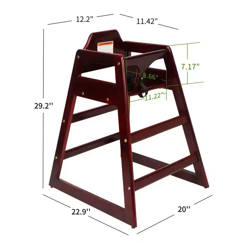Baby High Chair, Solid Wood, Easy to Clean