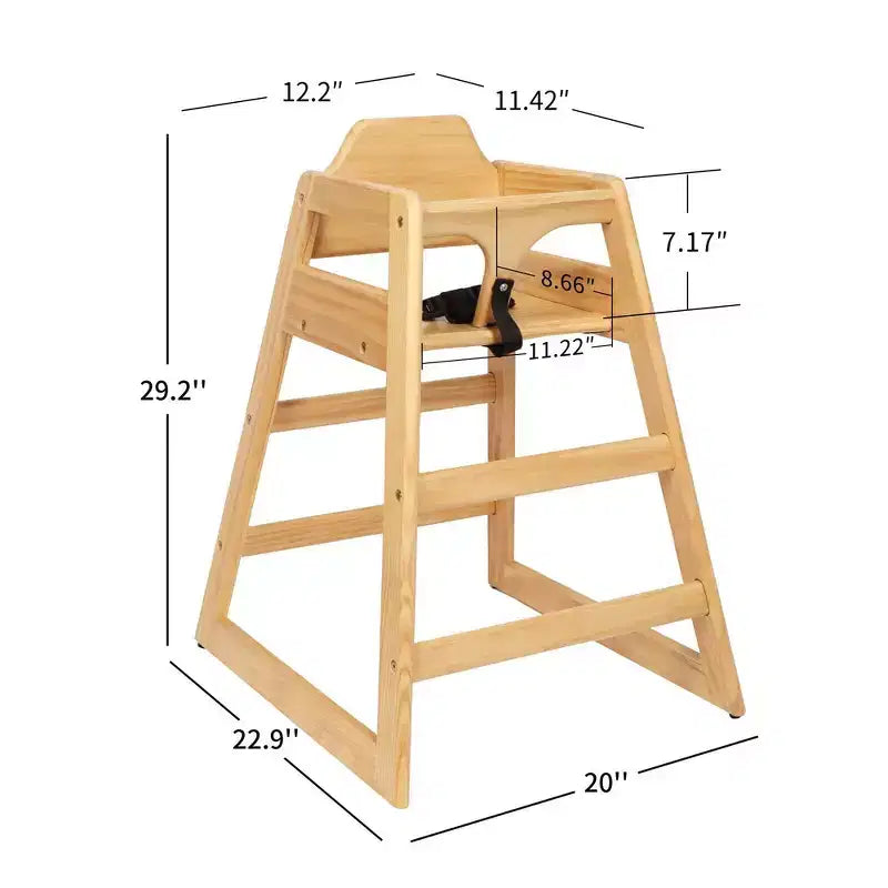 Baby High Chair, Solid Wood, Easy to Clean