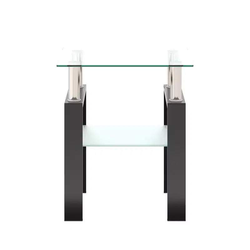 Square Glass Coffee Table with Storage Shelf