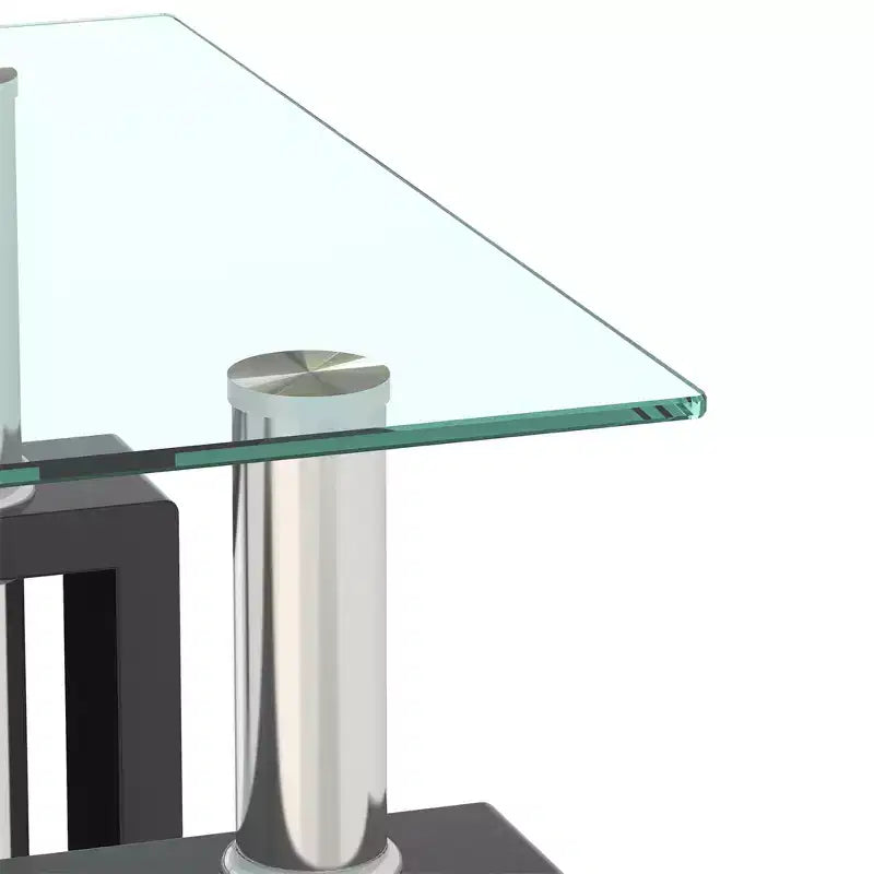 Square Glass Coffee Table with Storage Shelf