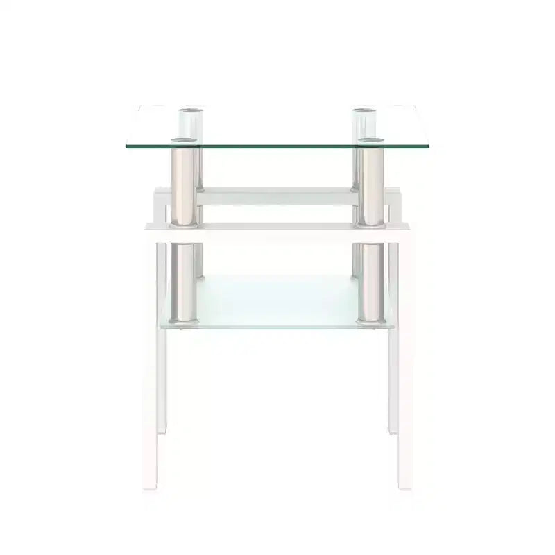 Square Glass Coffee Table with Storage Shelf