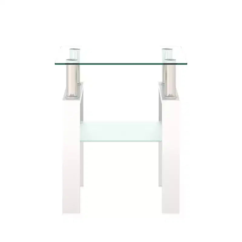Square Glass Coffee Table with Storage Shelf