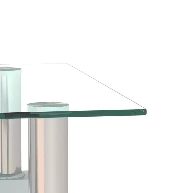 Square Glass Coffee Table with Storage Shelf