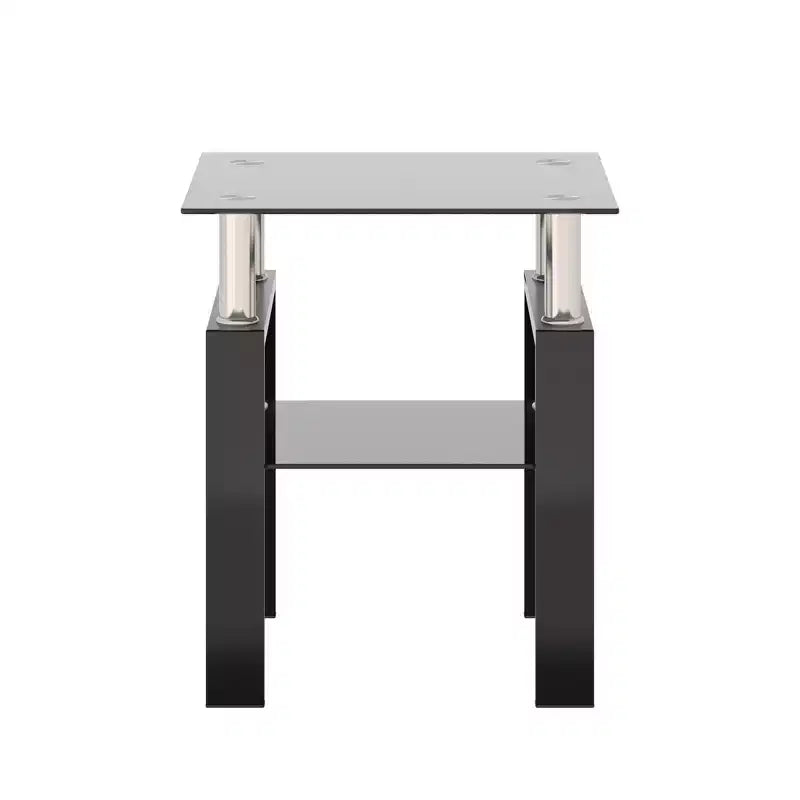 Square Glass Coffee Table with Storage Shelf