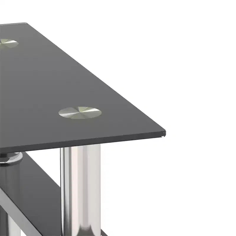 Square Glass Coffee Table with Storage Shelf