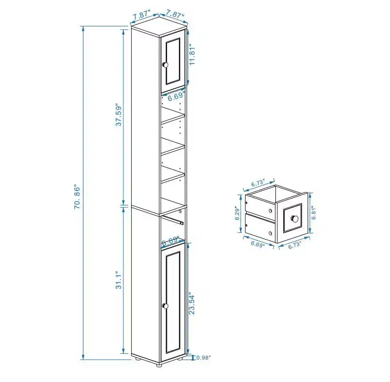 Tall Slim Bathroom Storage Cabinet with Drawer and Adjustable Shelves