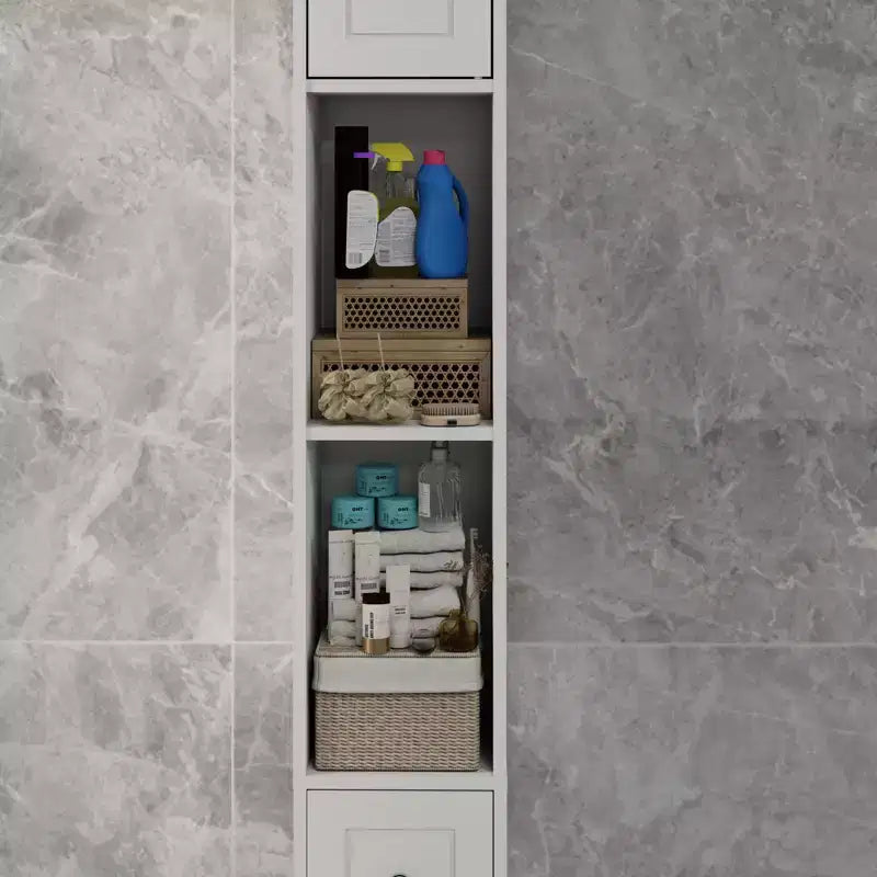 Tall Slim Bathroom Storage Cabinet with Drawer and Adjustable Shelves