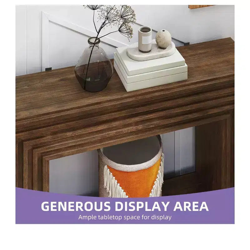 Farmhouse 47.2 inch Console Table with Open Storage for Entryway Sofa Side Bedroom Home Decor Walnut