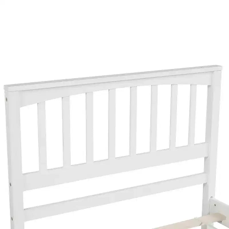 Solid Wood Twin Size Platform Bed, Twin Wooden Bed Frame with Headboard for Bedroom