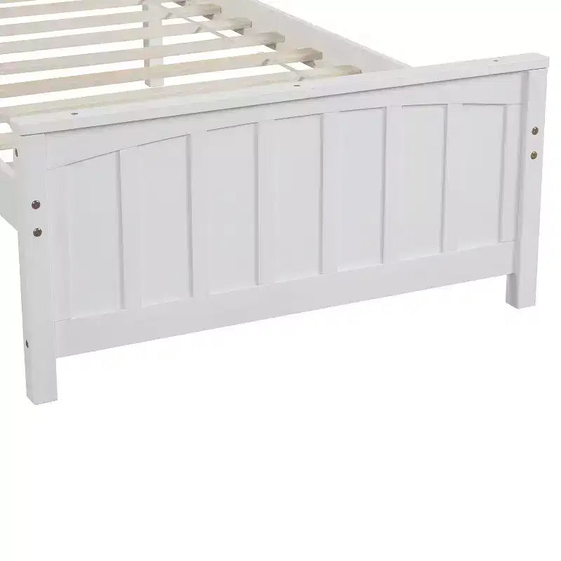 Solid Wood Twin Size Platform Bed, Twin Wooden Bed Frame with Headboard for Bedroom