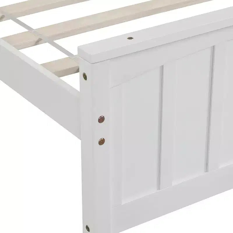 Solid Wood Twin Size Platform Bed, Twin Wooden Bed Frame with Headboard for Bedroom