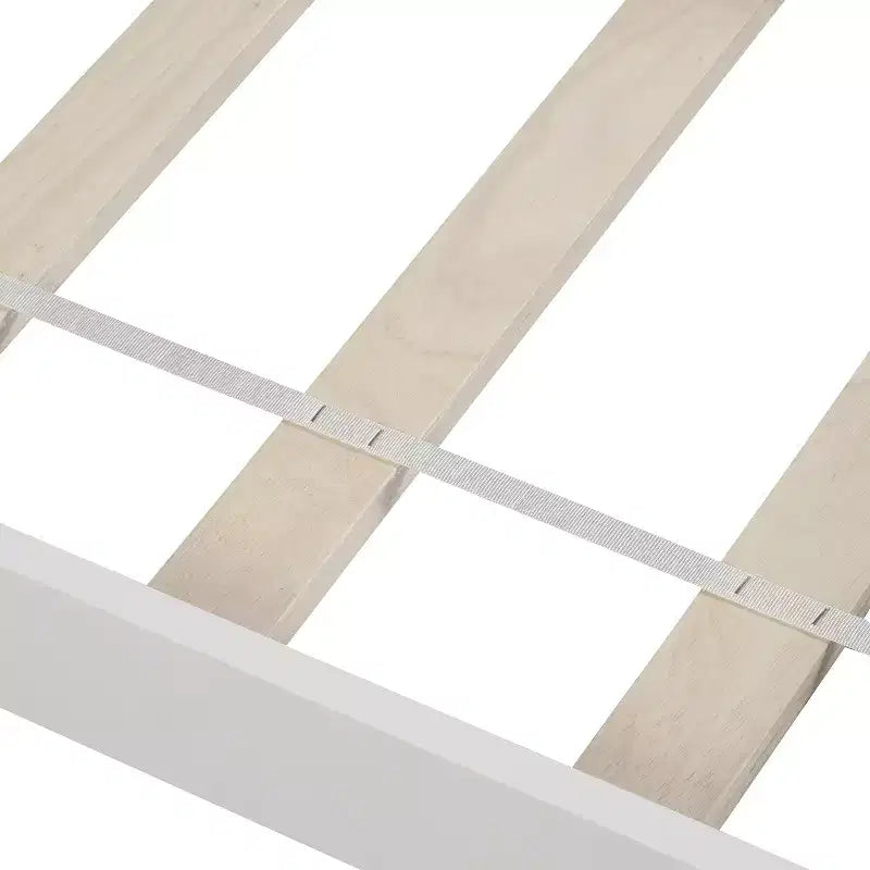 Solid Wood Twin Size Platform Bed, Twin Wooden Bed Frame with Headboard for Bedroom