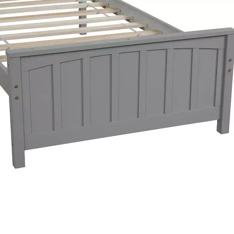 Solid Wood Twin Size Platform Bed, Twin Wooden Bed Frame with Headboard for Bedroom
