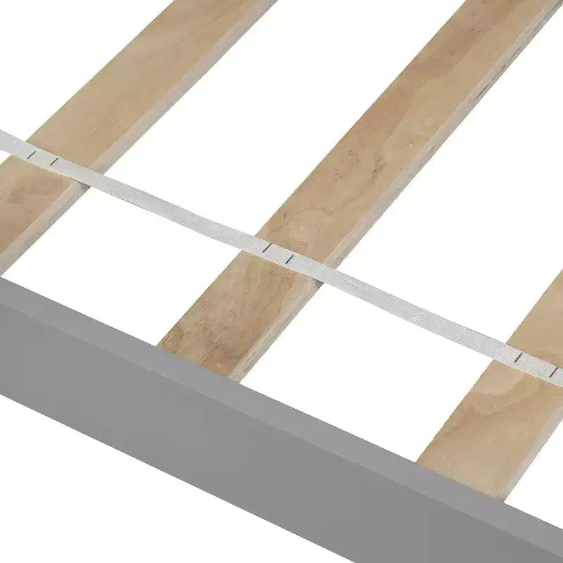Solid Wood Twin Size Platform Bed, Twin Wooden Bed Frame with Headboard for Bedroom