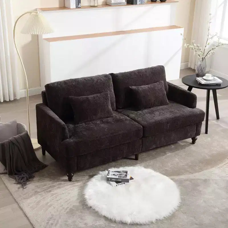 Mid Century Chenille Fabric Loveseat Sofa, 2-Seat Upholstered Modern Couch