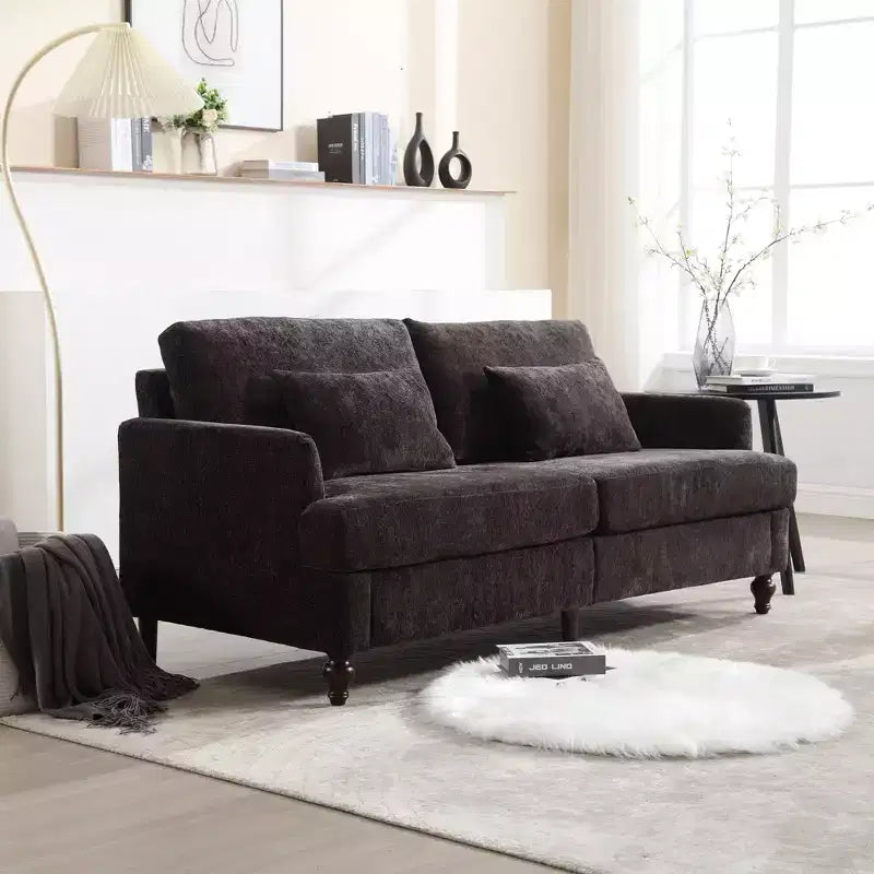 Mid Century Chenille Fabric Loveseat Sofa, 2-Seat Upholstered Modern Couch