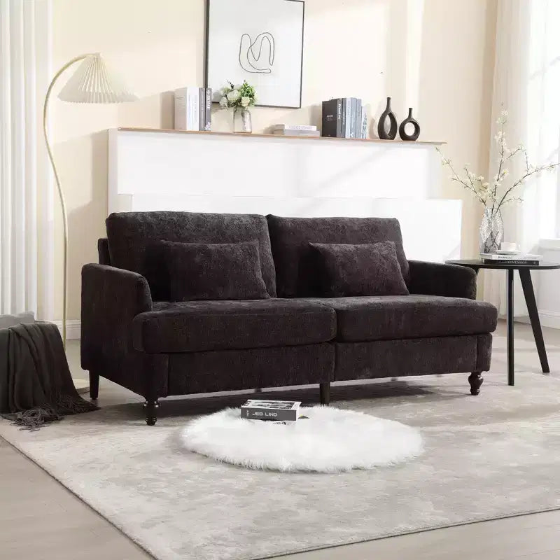 Mid Century Chenille Fabric Loveseat Sofa, 2-Seat Upholstered Modern Couch