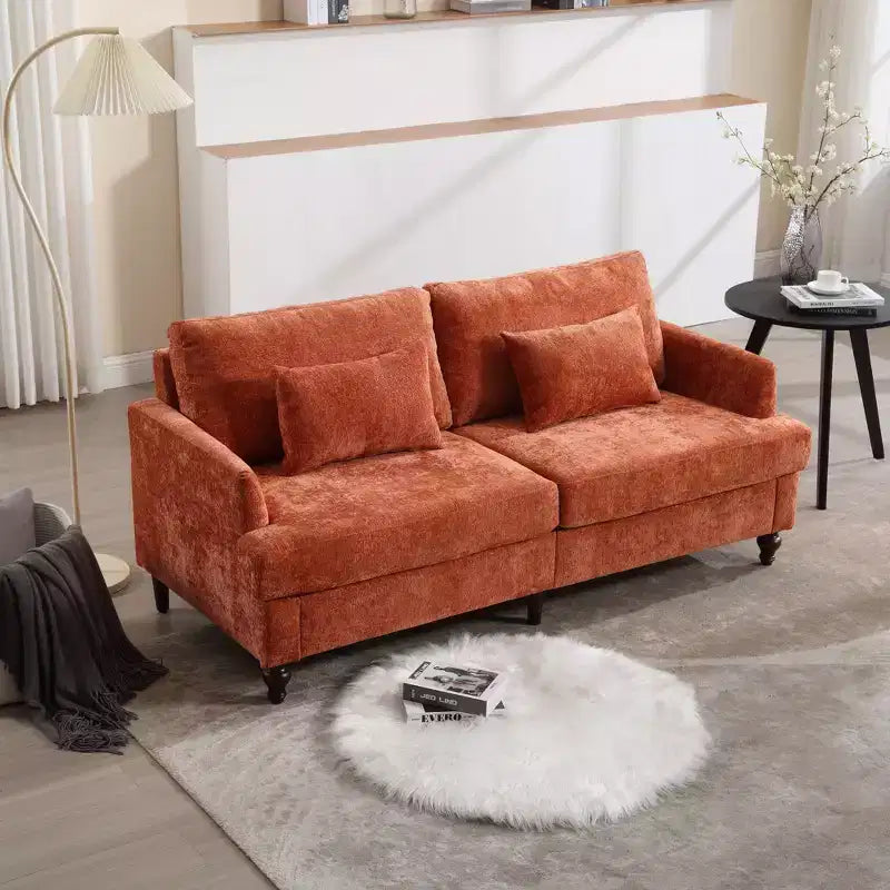 Mid Century Chenille Fabric Loveseat Sofa, 2-Seat Upholstered Modern Couch