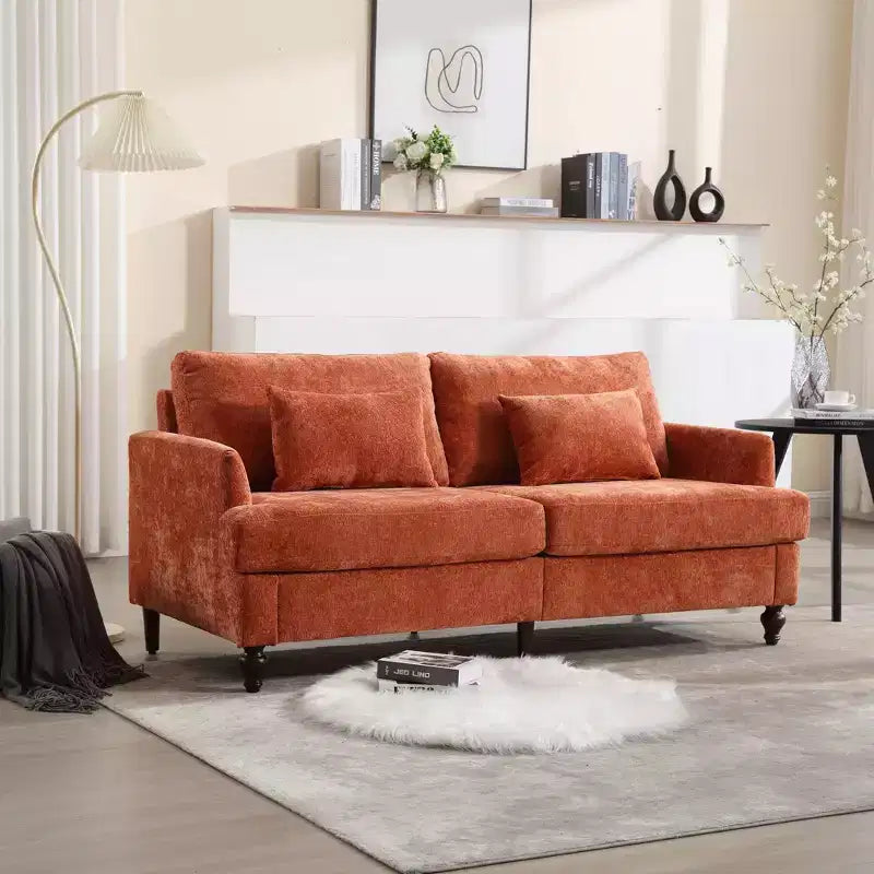Mid Century Chenille Fabric Loveseat Sofa, 2-Seat Upholstered Modern Couch