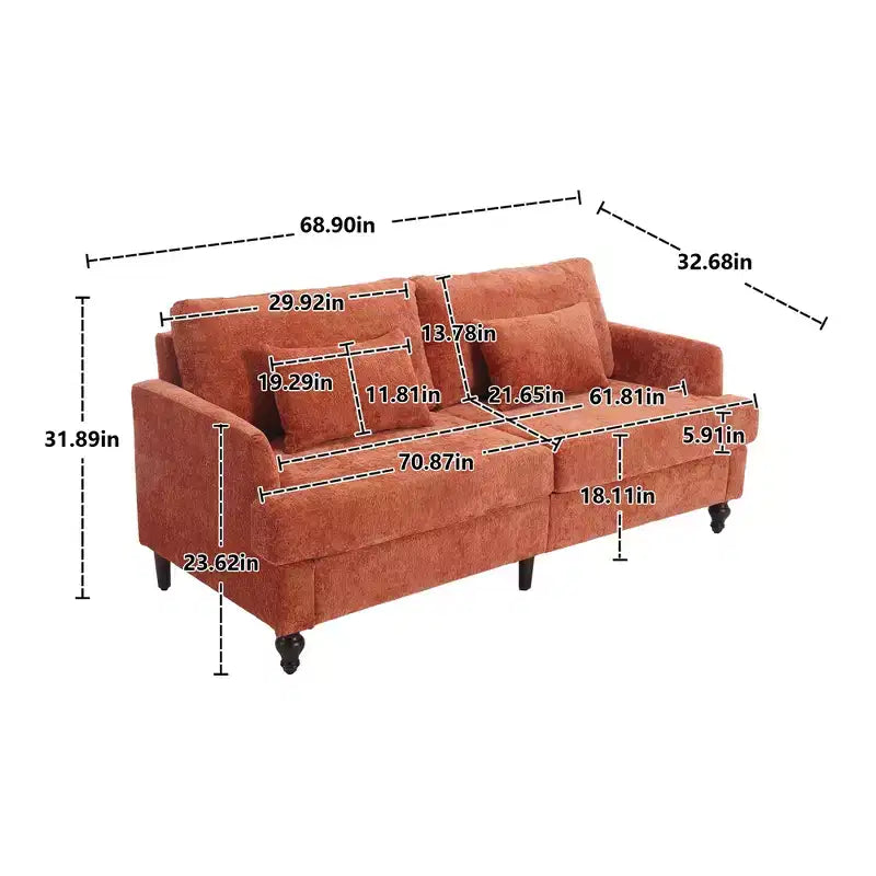 Mid Century Chenille Fabric Loveseat Sofa, 2-Seat Upholstered Modern Couch
