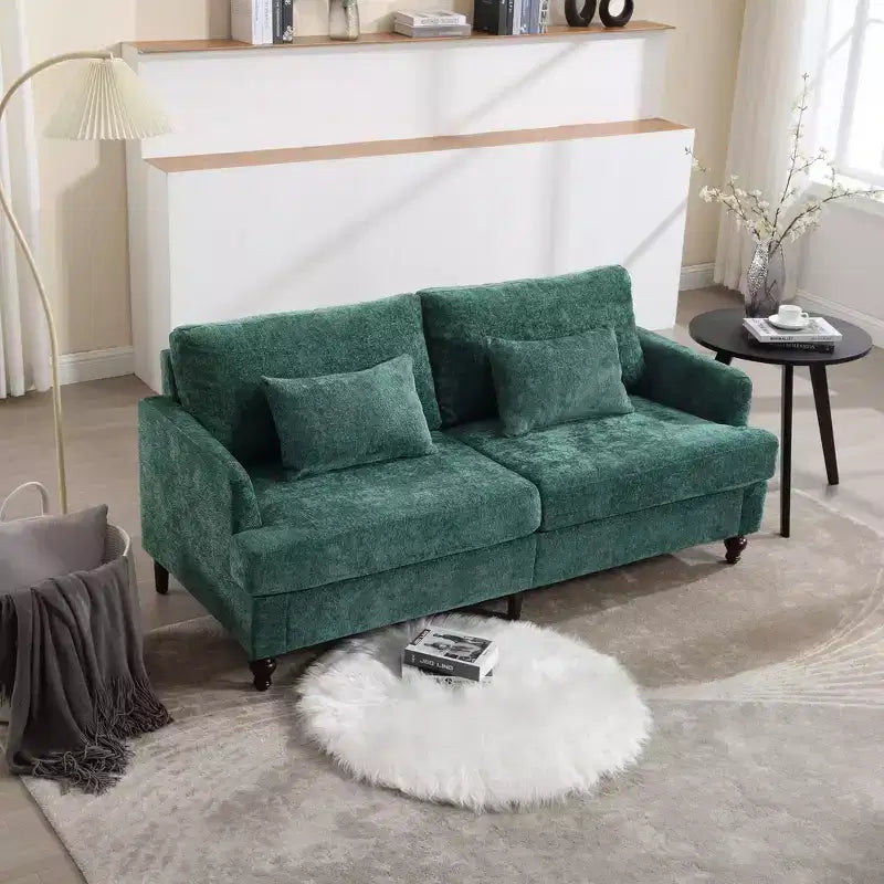 Mid Century Chenille Fabric Loveseat Sofa, 2-Seat Upholstered Modern Couch