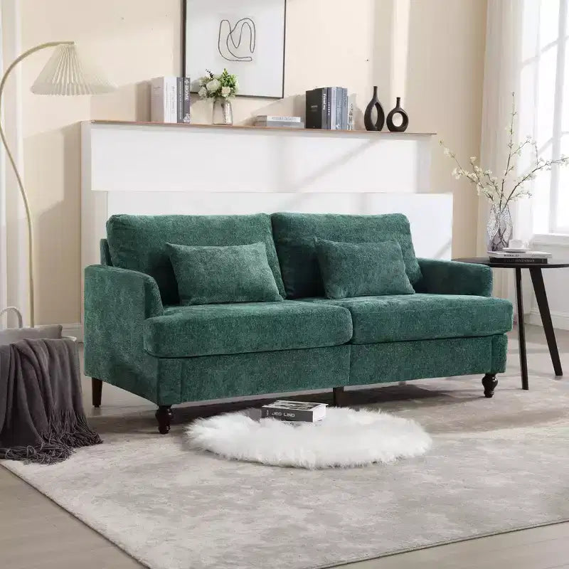 Mid Century Chenille Fabric Loveseat Sofa, 2-Seat Upholstered Modern Couch