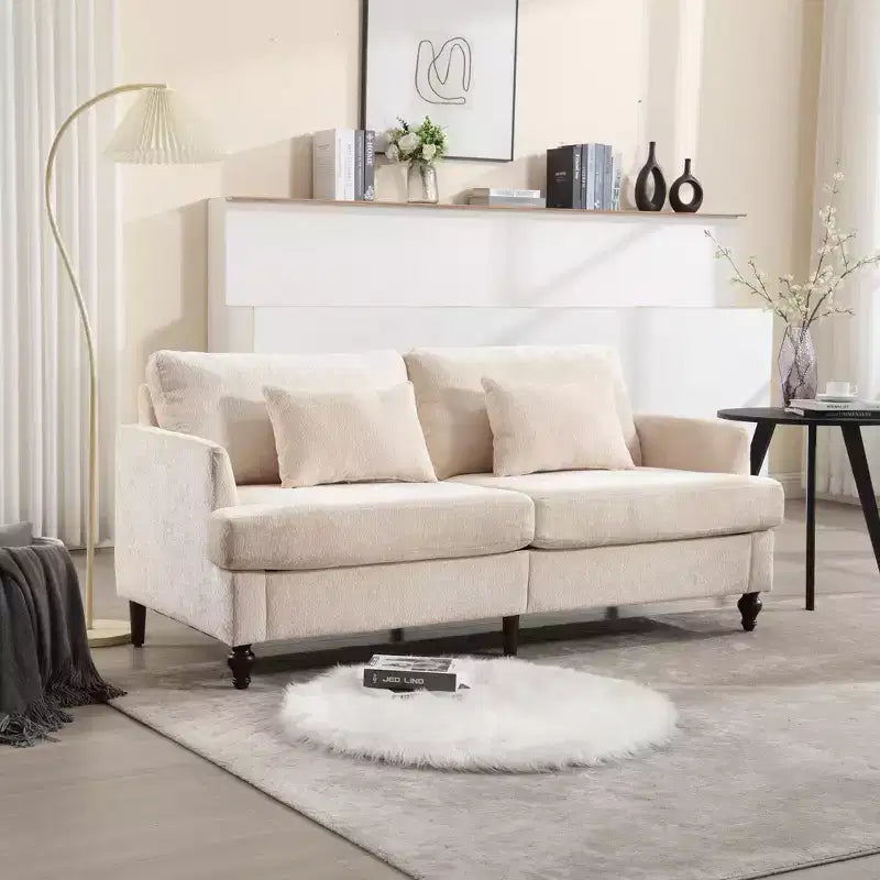 Mid Century Chenille Fabric Loveseat Sofa, 2-Seat Upholstered Modern Couch
