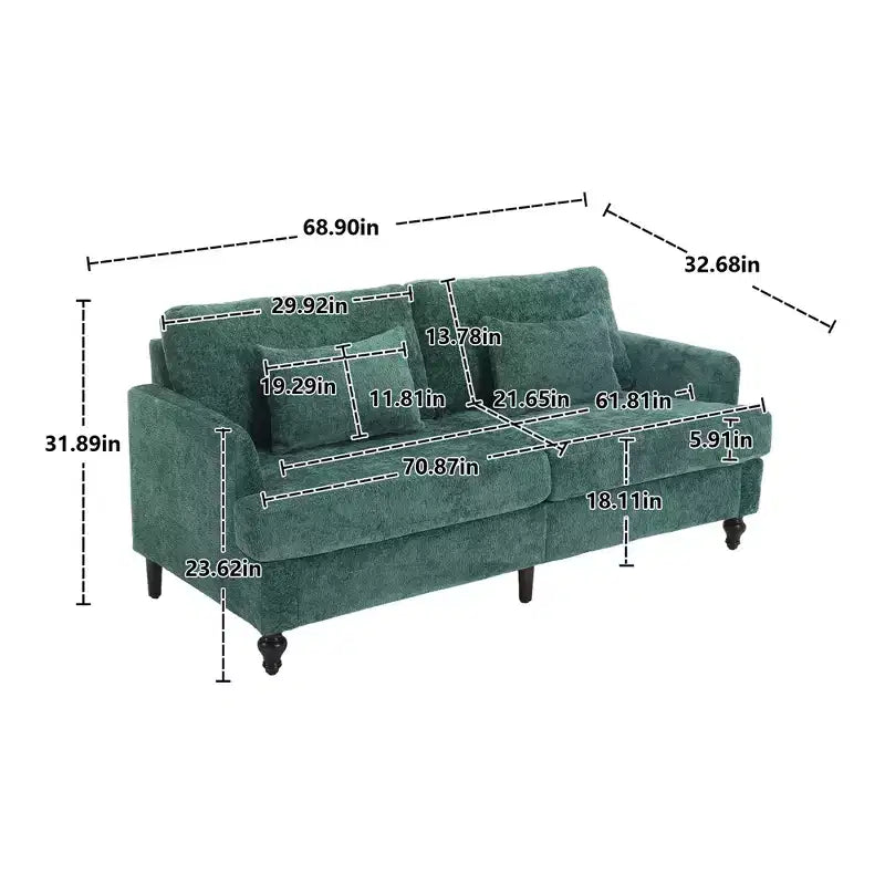 Mid Century Chenille Fabric Loveseat Sofa, 2-Seat Upholstered Modern Couch