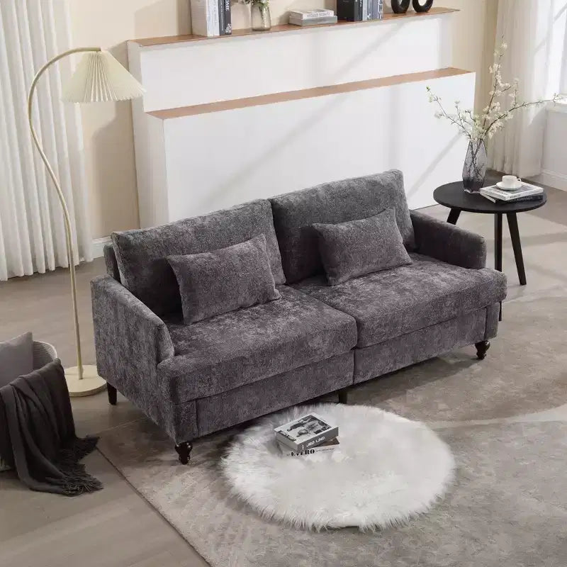 Mid Century Chenille Fabric Loveseat Sofa, 2-Seat Upholstered Modern Couch