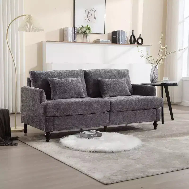 Mid Century Chenille Fabric Loveseat Sofa, 2-Seat Upholstered Modern Couch