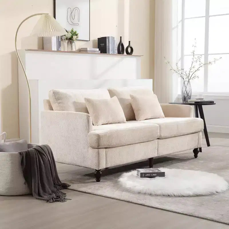 Mid Century Chenille Fabric Loveseat Sofa, 2-Seat Upholstered Modern Couch
