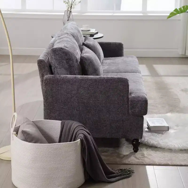 Mid Century Chenille Fabric Loveseat Sofa, 2-Seat Upholstered Modern Couch