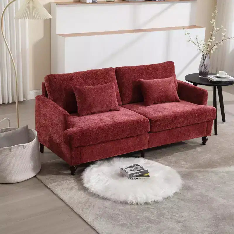 Mid Century Chenille Fabric Loveseat Sofa, 2-Seat Upholstered Modern Couch