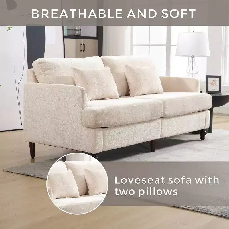 Mid Century Chenille Fabric Loveseat Sofa, 2-Seat Upholstered Modern Couch