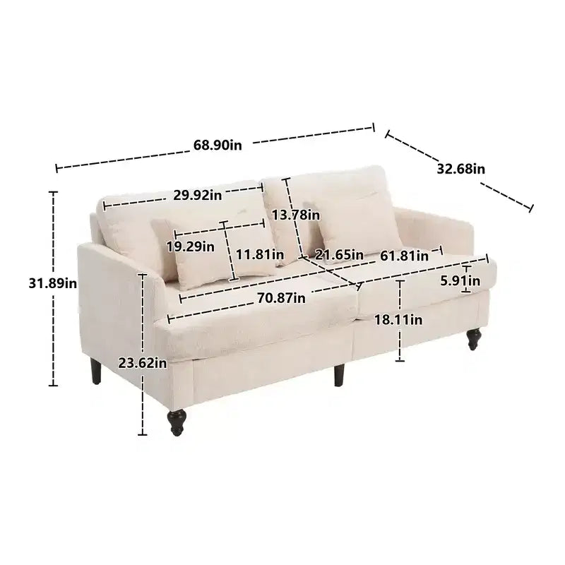 Mid Century Chenille Fabric Loveseat Sofa, 2-Seat Upholstered Modern Couch
