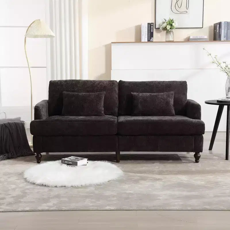 Mid Century Chenille Fabric Loveseat Sofa, 2-Seat Upholstered Modern Couch
