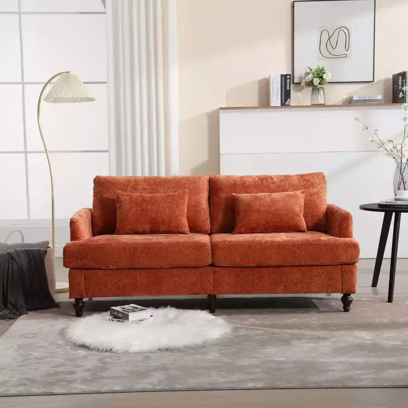 Mid Century Chenille Fabric Loveseat Sofa, 2-Seat Upholstered Modern Couch