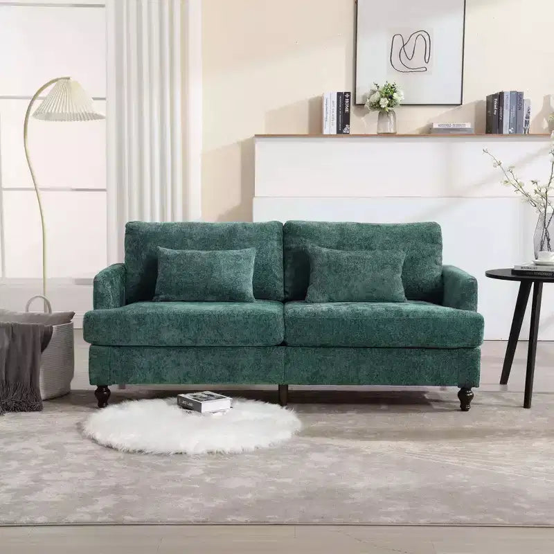 Mid Century Chenille Fabric Loveseat Sofa, 2-Seat Upholstered Modern Couch