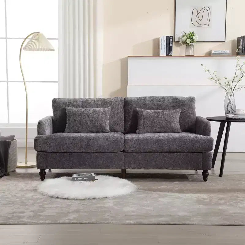 Mid Century Chenille Fabric Loveseat Sofa, 2-Seat Upholstered Modern Couch