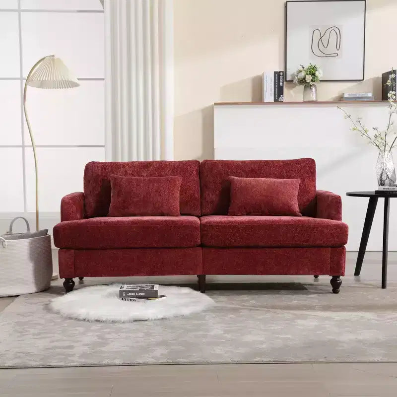 Mid Century Chenille Fabric Loveseat Sofa, 2-Seat Upholstered Modern Couch