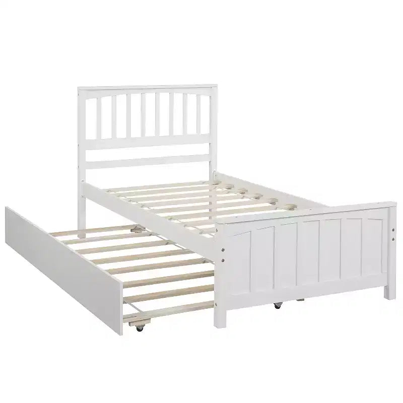 Twin Platform Wood Bed Frame with Headboard and Footboard for Bedroom