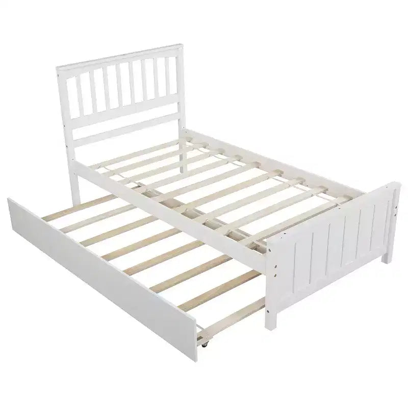 Twin Platform Wood Bed Frame with Headboard and Footboard for Bedroom