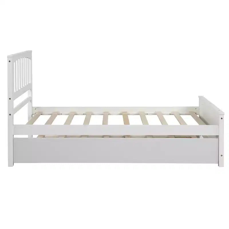 Twin Platform Wood Bed Frame with Headboard and Footboard for Bedroom