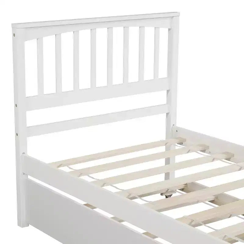 Twin Platform Wood Bed Frame with Headboard and Footboard for Bedroom