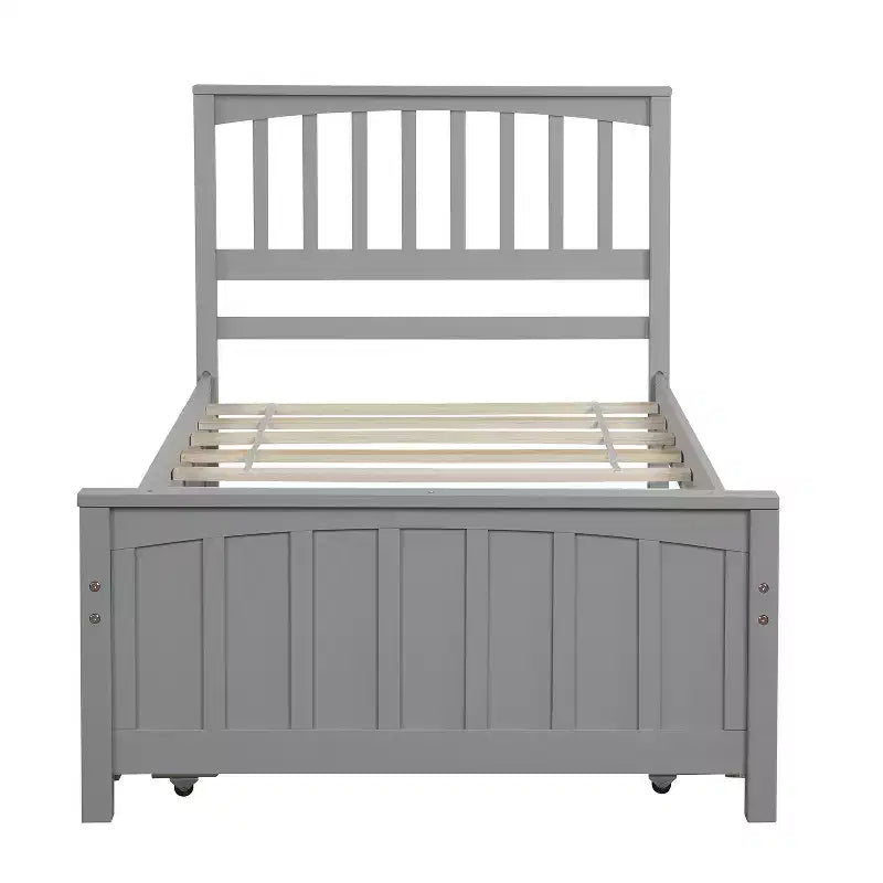 Twin Platform Wood Bed Frame with Headboard and Footboard for Bedroom