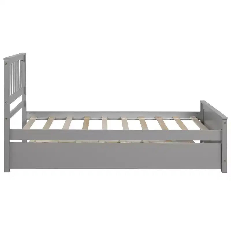 Twin Platform Wood Bed Frame with Headboard and Footboard for Bedroom