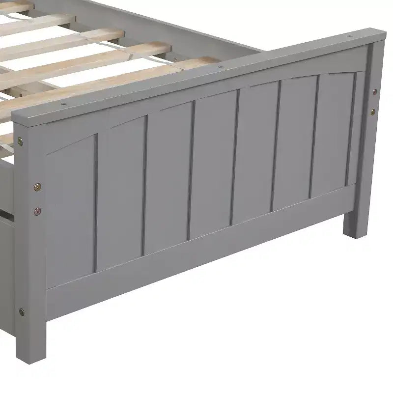 Twin Platform Wood Bed Frame with Headboard and Footboard for Bedroom