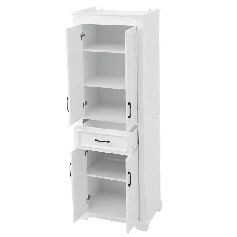 Freestanding Bathroom Storage Cabinet with Drawer, Adjustable Shelves, Damping Hinge Doors, Durable Painted Finish, White