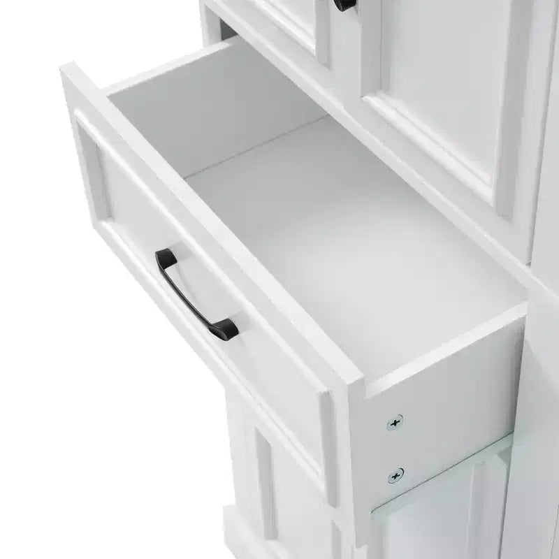 Freestanding Bathroom Storage Cabinet with Drawer, Adjustable Shelves, Damping Hinge Doors, Durable Painted Finish, White