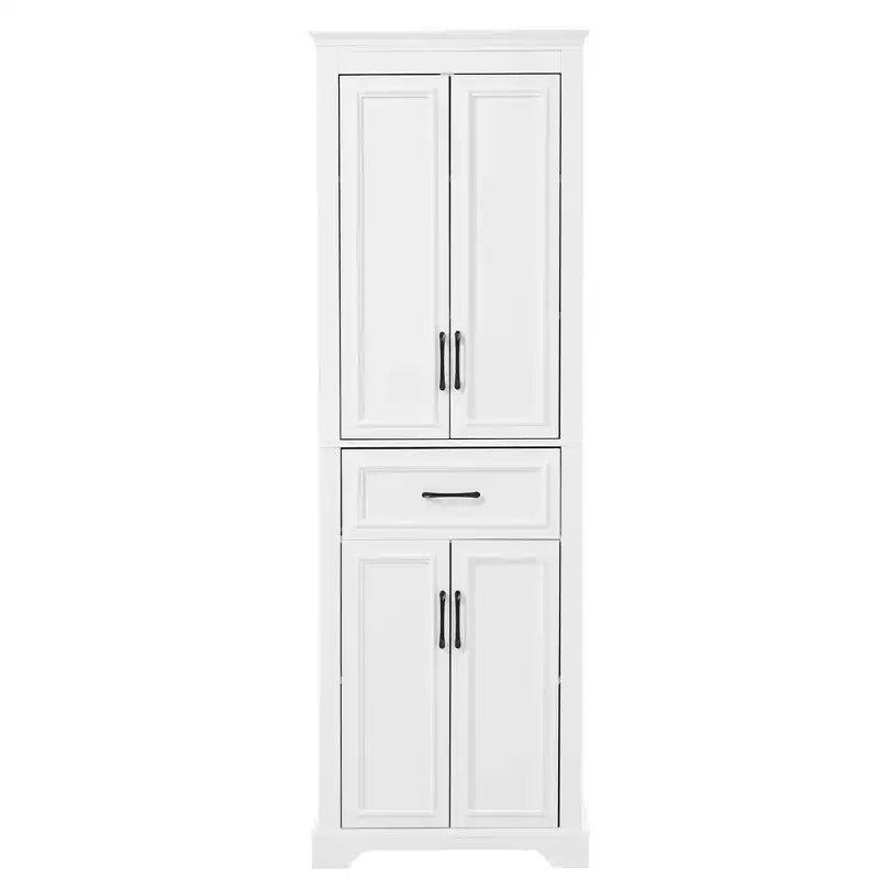 Freestanding Bathroom Storage Cabinet with Drawer, Adjustable Shelves, Damping Hinge Doors, Durable Painted Finish, White
